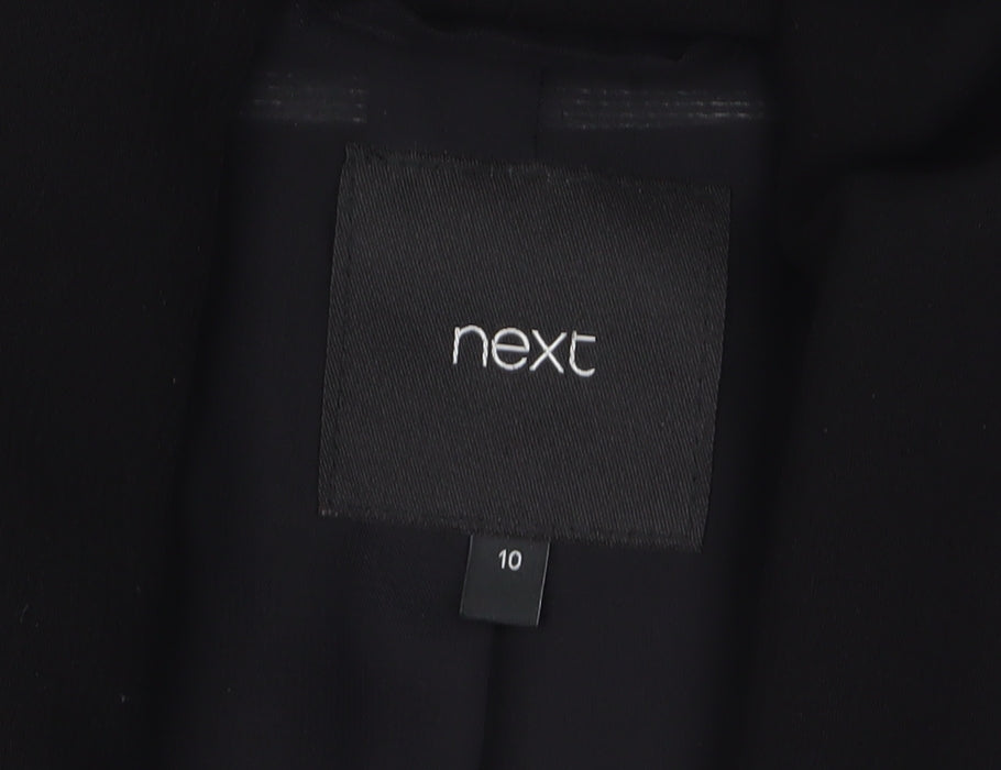 Next Women's Black Biker Jacket Size 10 Zip Detail Classic Style