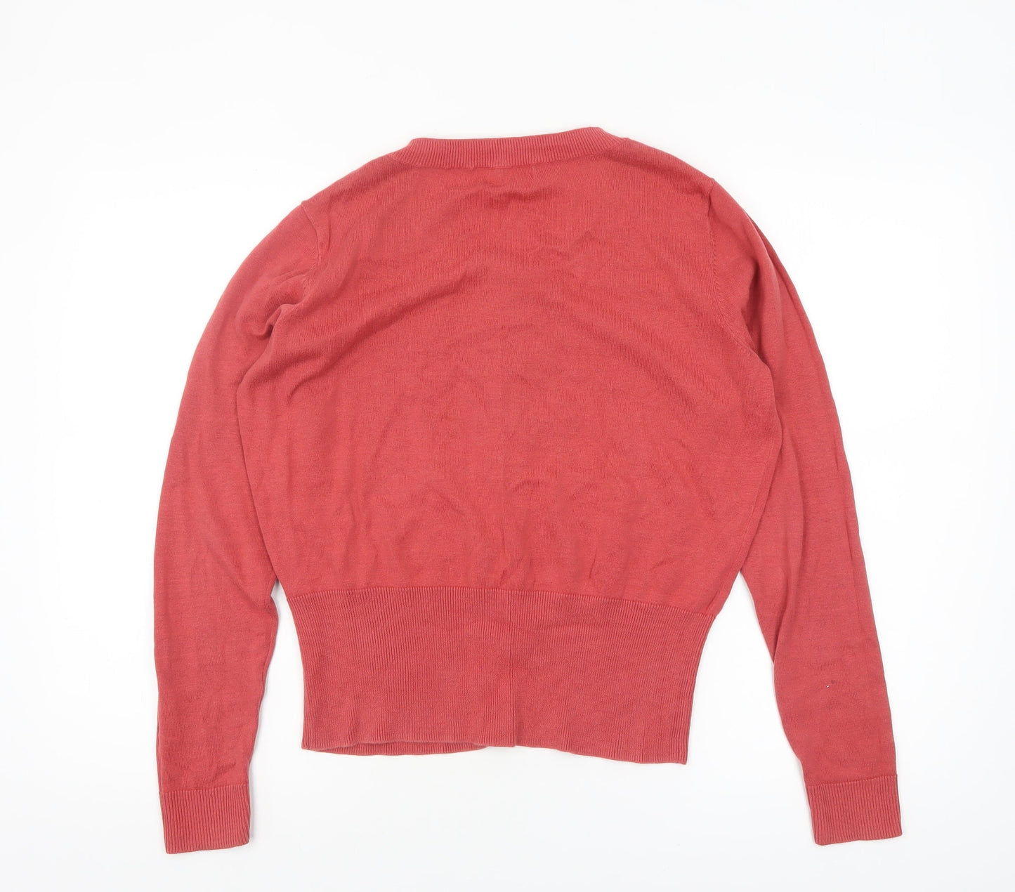 Monsoon Women’s Red Cotton Knit Cardigan Size L Long Sleeve