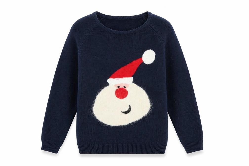 Christmas Women's Navy Blue 12-14 Santa Pullover Jumper Acrylic