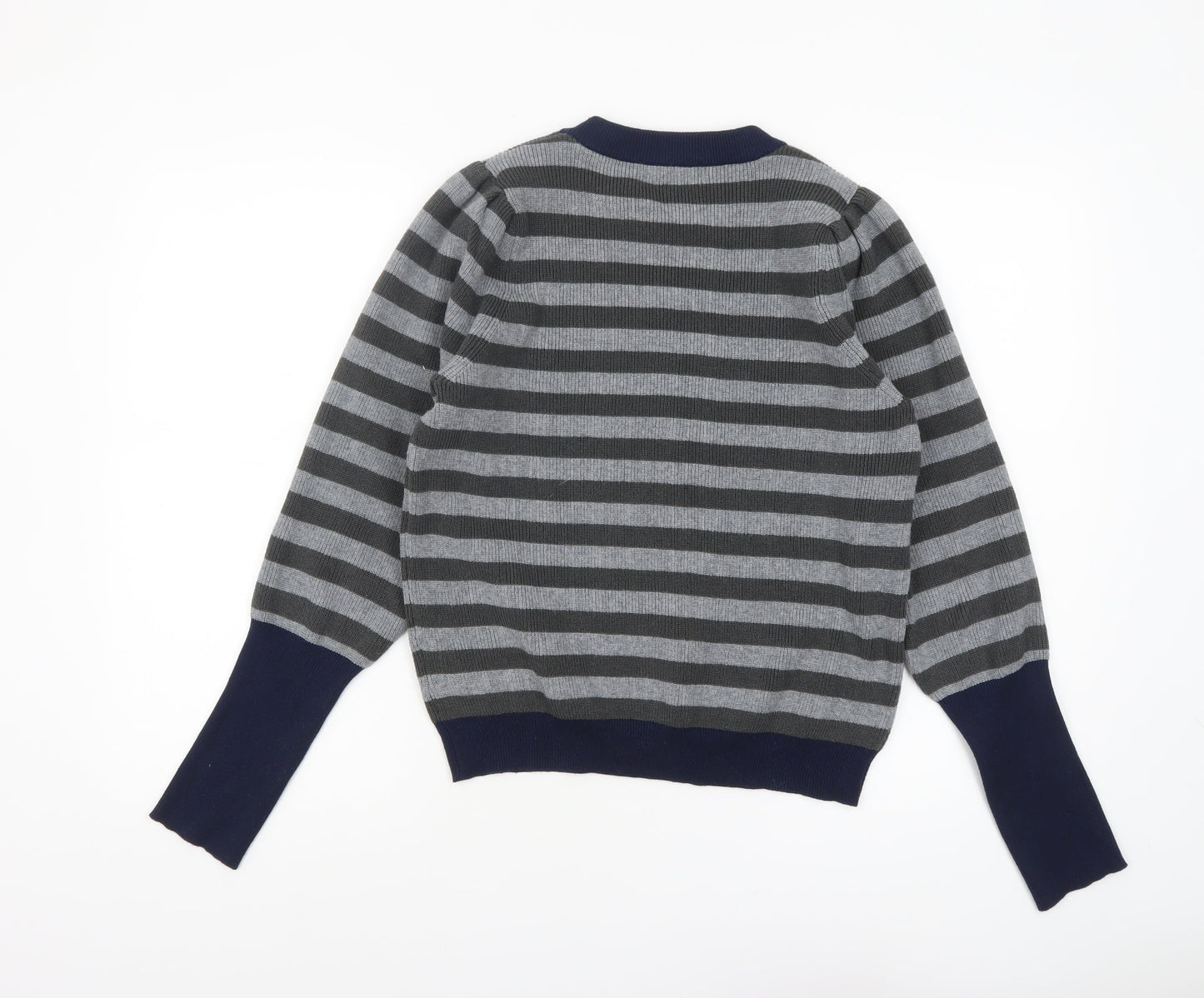 Lollys Laundry Women Grey Striped Pullover Jumper Size M
