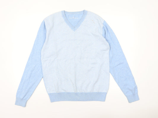 Adolfo Dominguez Men’s Blue Cotton V-Neck Jumper Size M