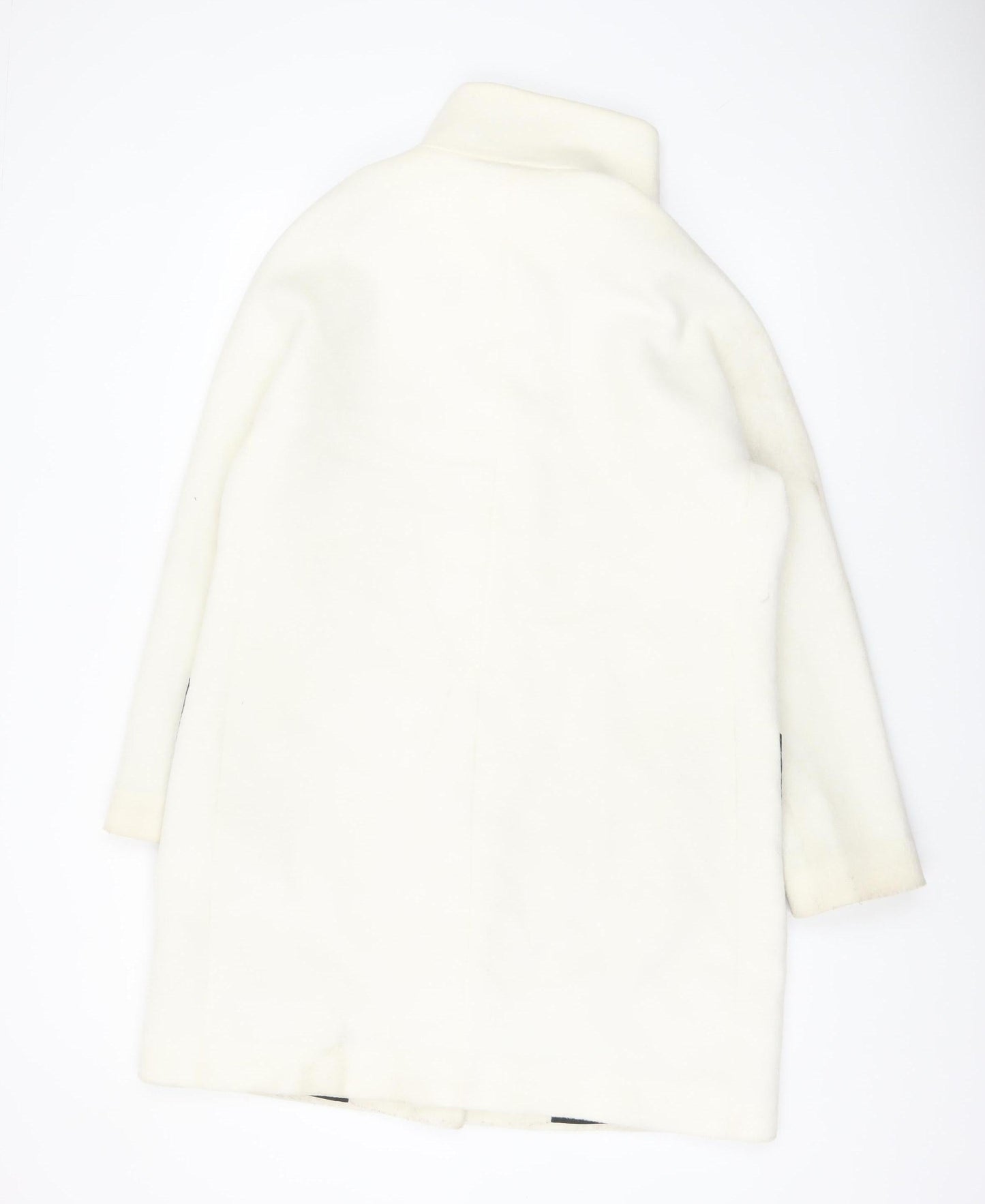 DKNY Women’s Ivory Wool Blend Overcoat Size 12 Long Designer Style