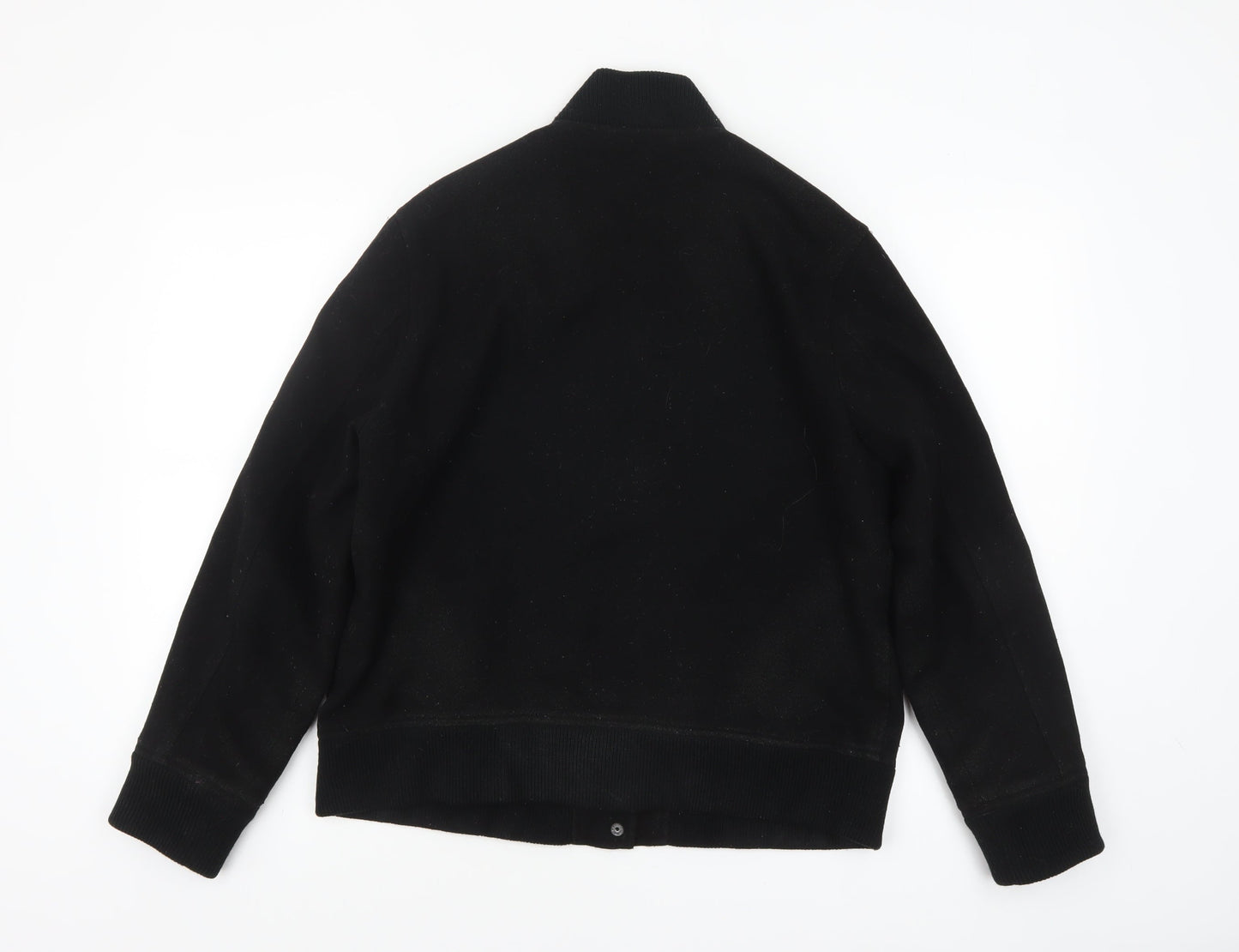 Uniqlo Mens Black Wool Varsity Jacket M Regular Stand-Up Collar