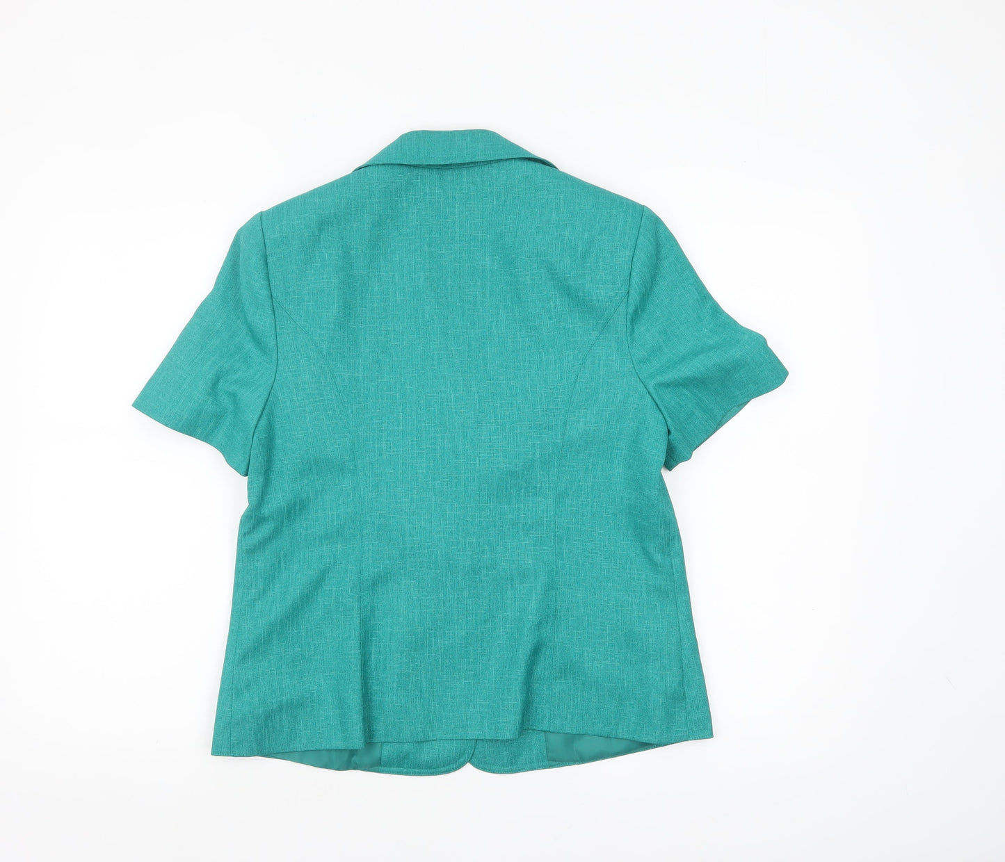 EWM Women's Green Size 12 Short Sleeve Two-Button Blazer