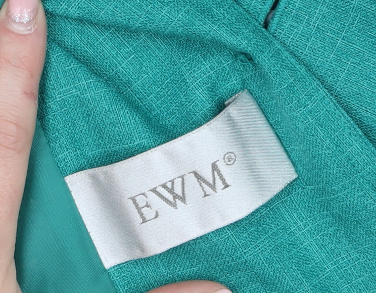 EWM Women's Green Size 12 Short Sleeve Two-Button Blazer