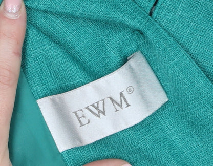 EWM Women's Green Size 12 Short Sleeve Two-Button Blazer