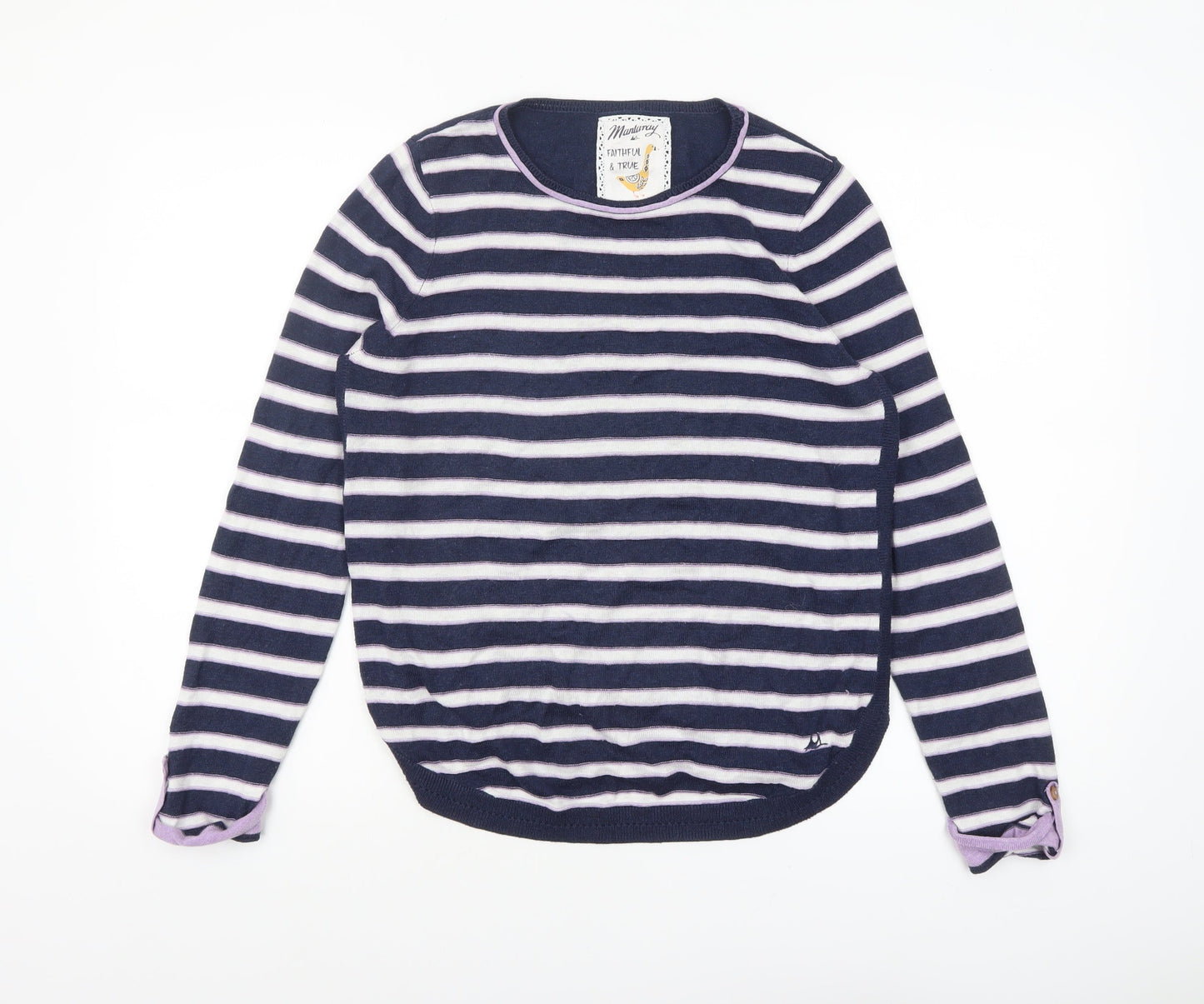 Mantaray Women Blue Striped Long Sleeve Pullover Jumper Size 12
