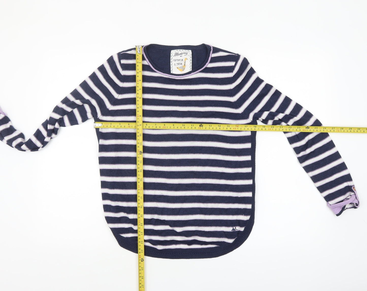 Mantaray Women Blue Striped Long Sleeve Pullover Jumper Size 12