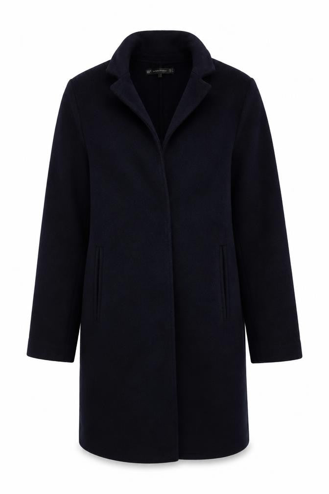 Zara Women Black Wool Blend Mid-Length Overcoat Size S