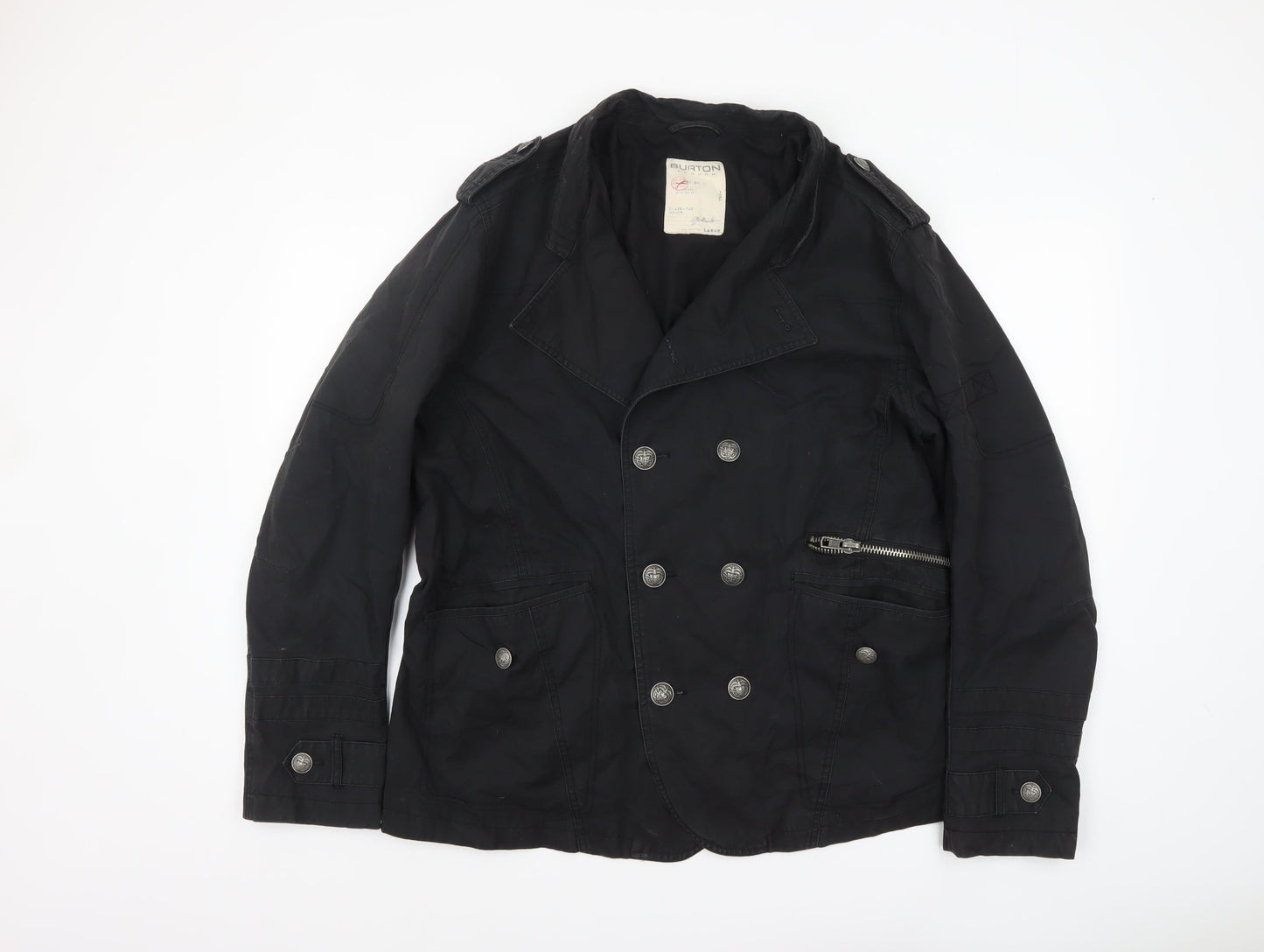 Burton Men's Black Cotton Pea Coat Jacket Size L Regular