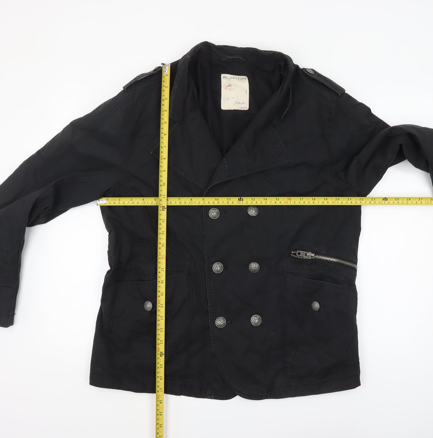 Burton Men's Black Cotton Pea Coat Jacket Size L Regular
