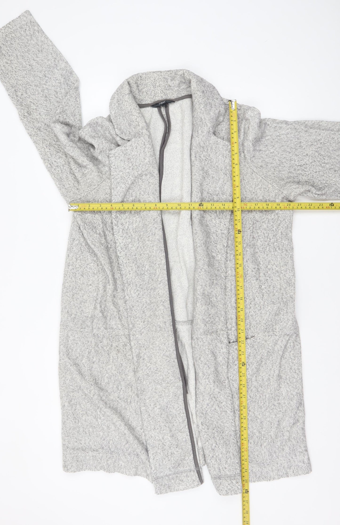 Next Women’s Grey Knit Long Coatigan Size 20 Open Front Casual