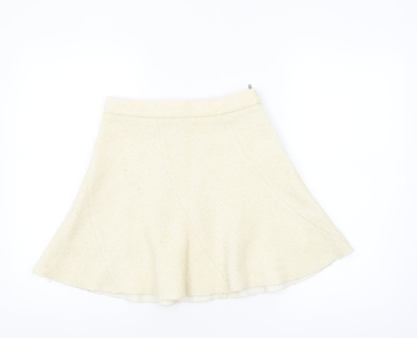 Zara Women Ivory Wool Blend A-Line Short Skirt XS