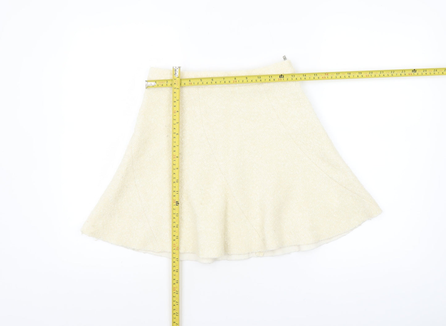 Zara Women Ivory Wool Blend A-Line Short Skirt XS