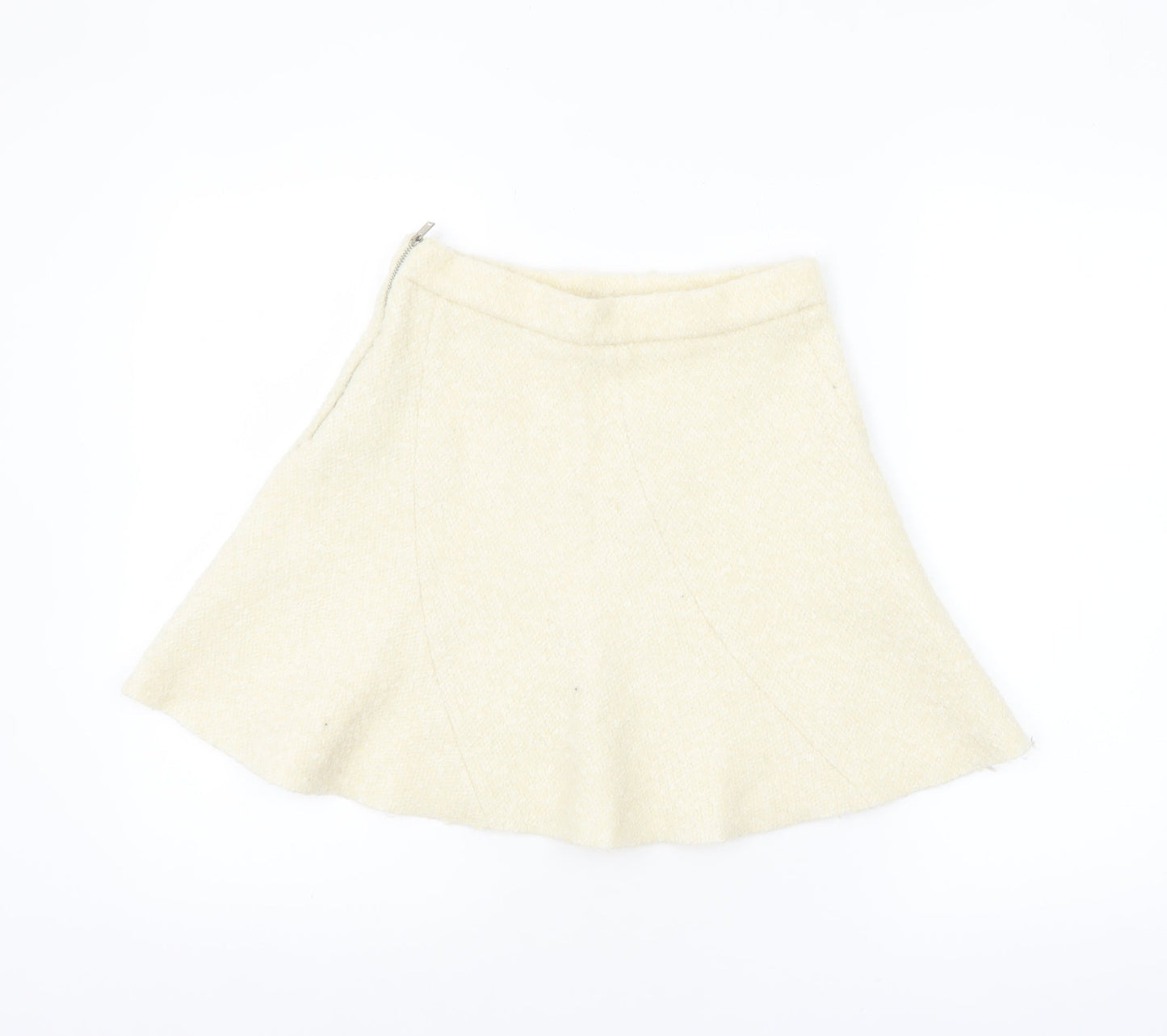 Zara Women Ivory Wool Blend A-Line Short Skirt XS