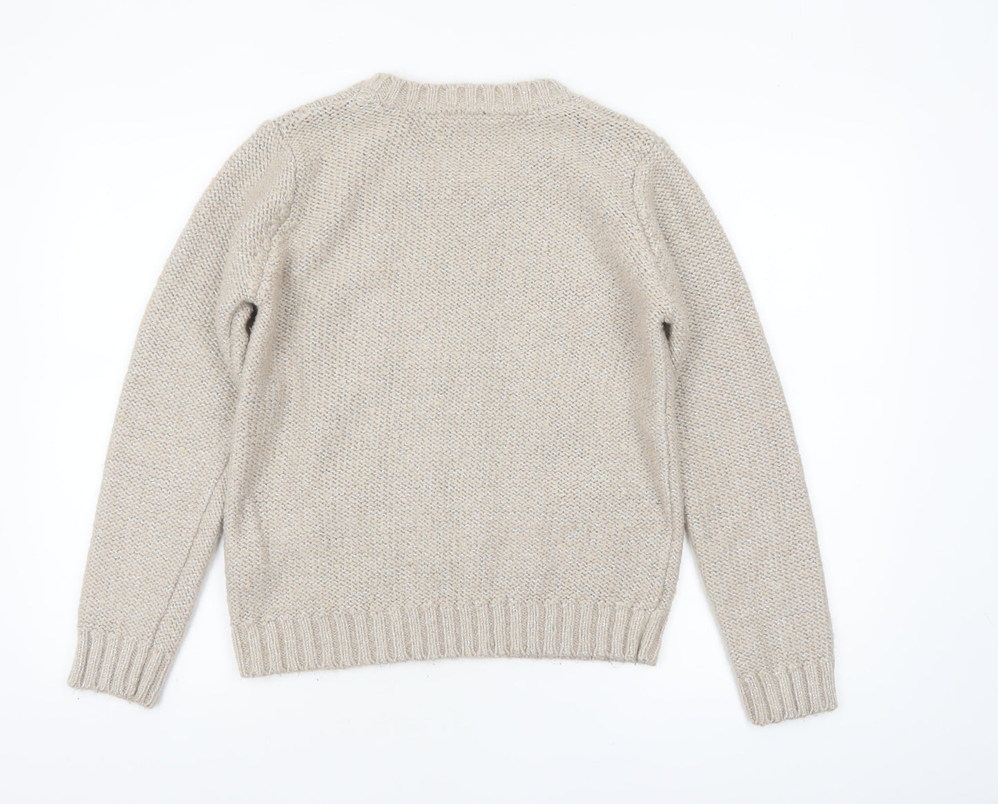 Zamba Womens Beige Cable Knit Crew Neck Jumper Size M