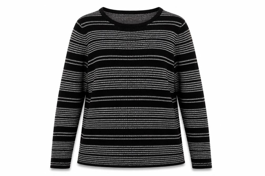 Papaya Women’s Black Striped Knit Jumper Size 12 Long Sleeve Pullover