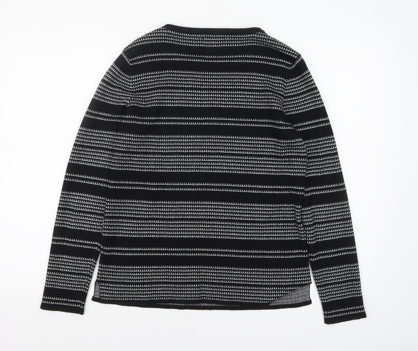 Papaya Women’s Black Striped Knit Jumper Size 12 Long Sleeve Pullover