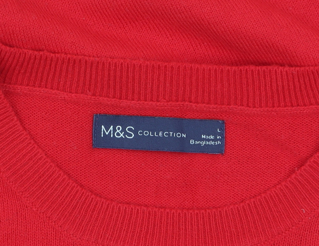 Marks and Spencer Womens Red Sequin Dog Christmas Jumper L