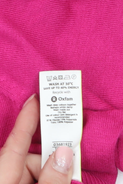 Marks and Spencer Per Una Women’s Pink 3/4 Sleeve Square Neck Knit Jumper Size 20