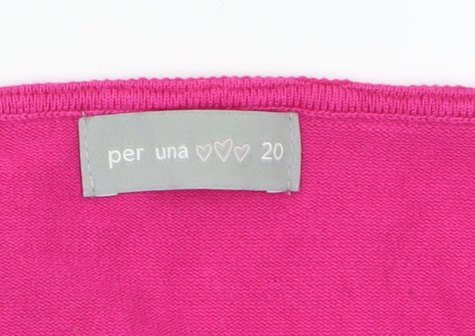 Marks and Spencer Per Una Women’s Pink 3/4 Sleeve Square Neck Knit Jumper Size 20
