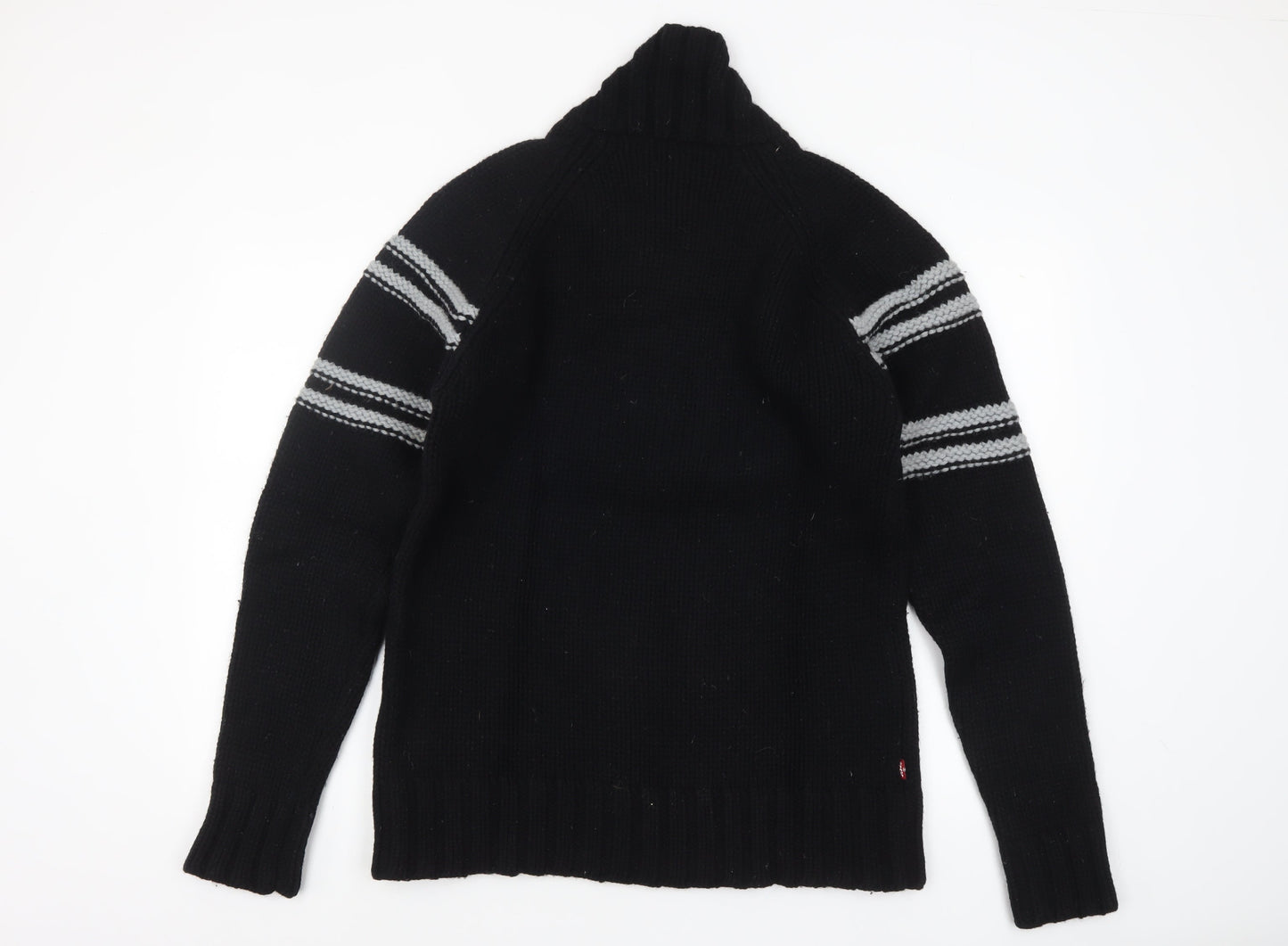 Levi's Men's Black Wool XL V-Neck Chunky Knit Pullover Jumper