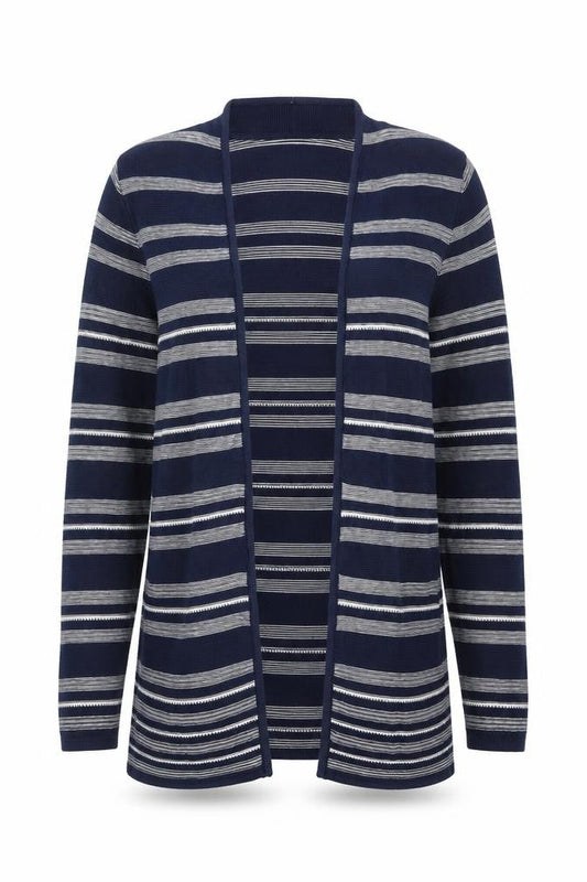Monsoon Women’s Blue Striped Knit Long Sleeve Open Cardigan Size 8