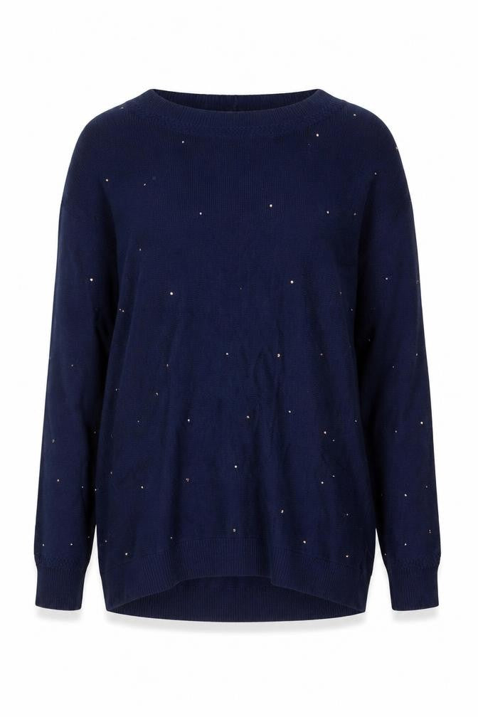Next Women’s Blue Beaded Crew Neck Acrylic Jumper Size S