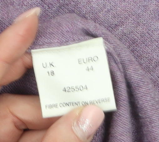 Eastex Women’s Purple Henley Knit Jumper Size 18 V-Neck 3/4 Sleeve