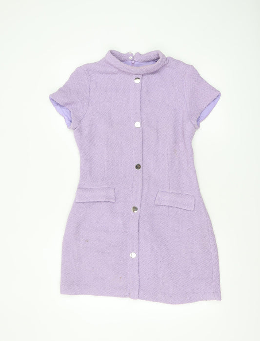 Zara Women Purple Short Sleeve Shift Dress Size 14