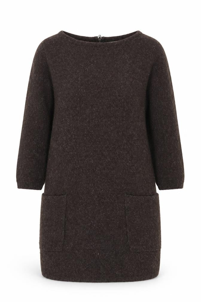 Monsoon Women’s Brown Wool Alpaca Tunic Jumper Medium 3/4 Sleeve
