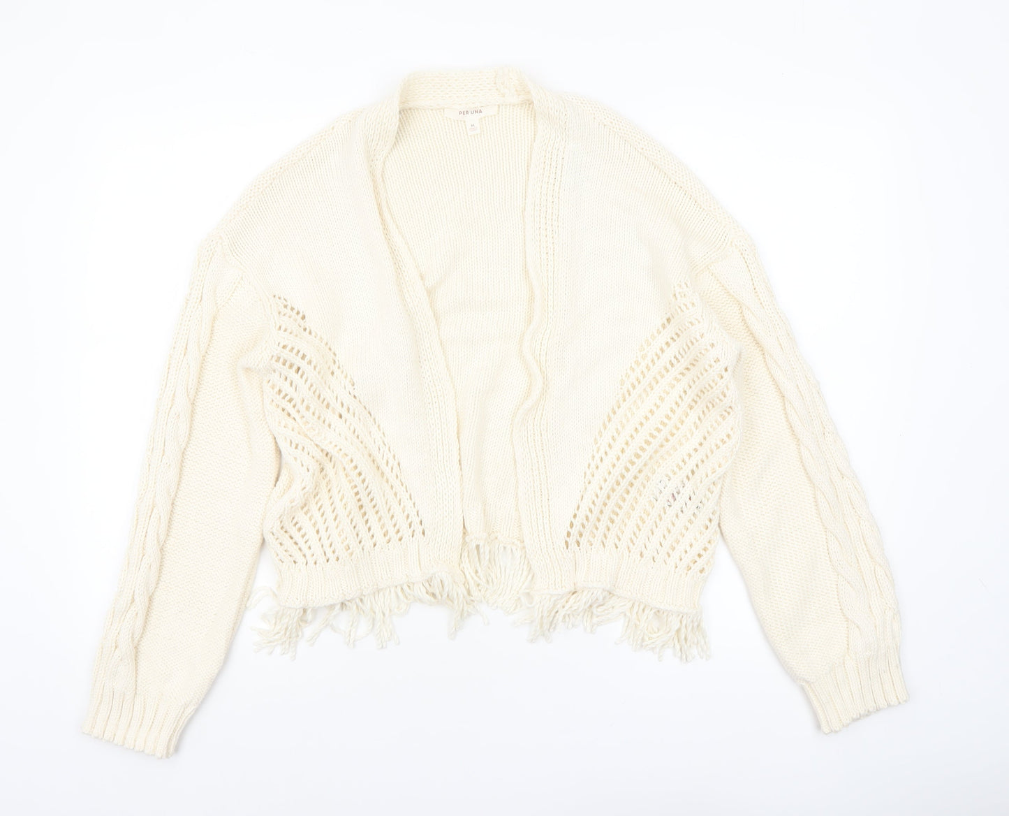 Marks and Spencer Per Una Women’s Ivory Knit Fringe Cardigan M