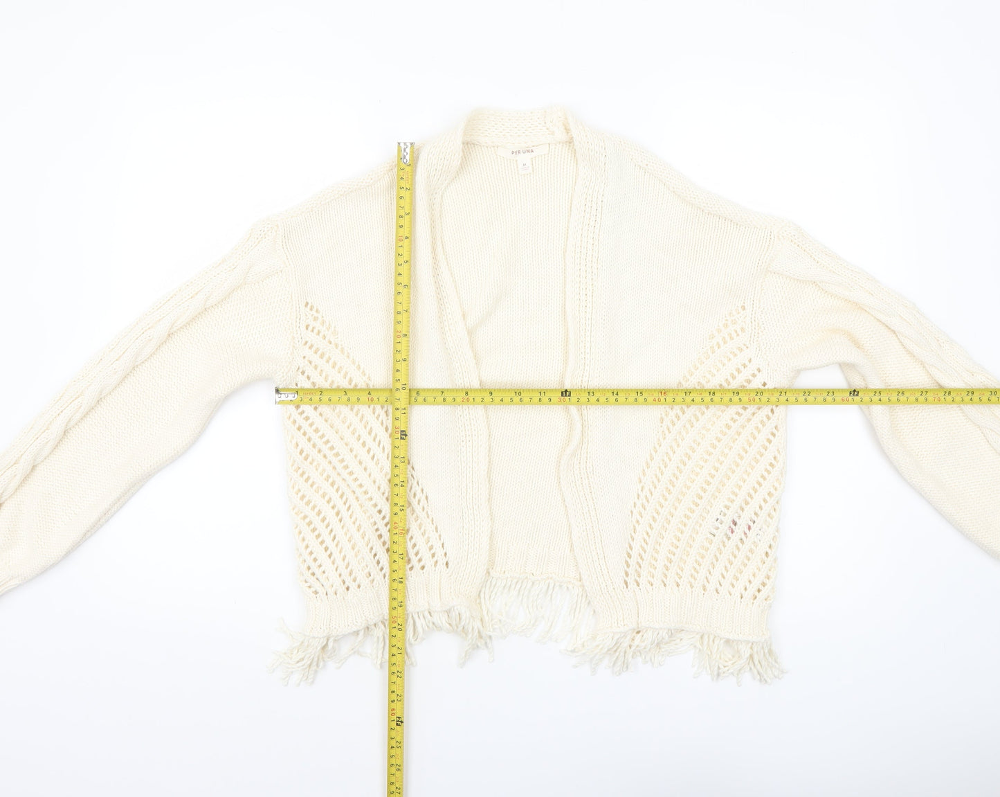 Marks and Spencer Per Una Women’s Ivory Knit Fringe Cardigan M