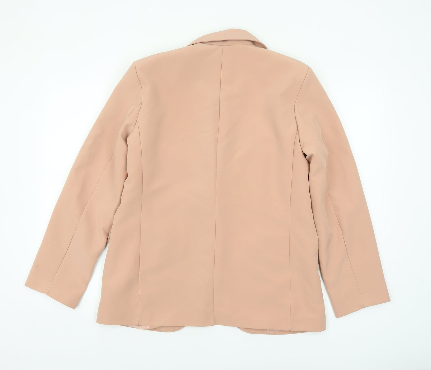 Boohoo Women Beige Single-Breasted Blazer UK 10 Polyester Slim Fit