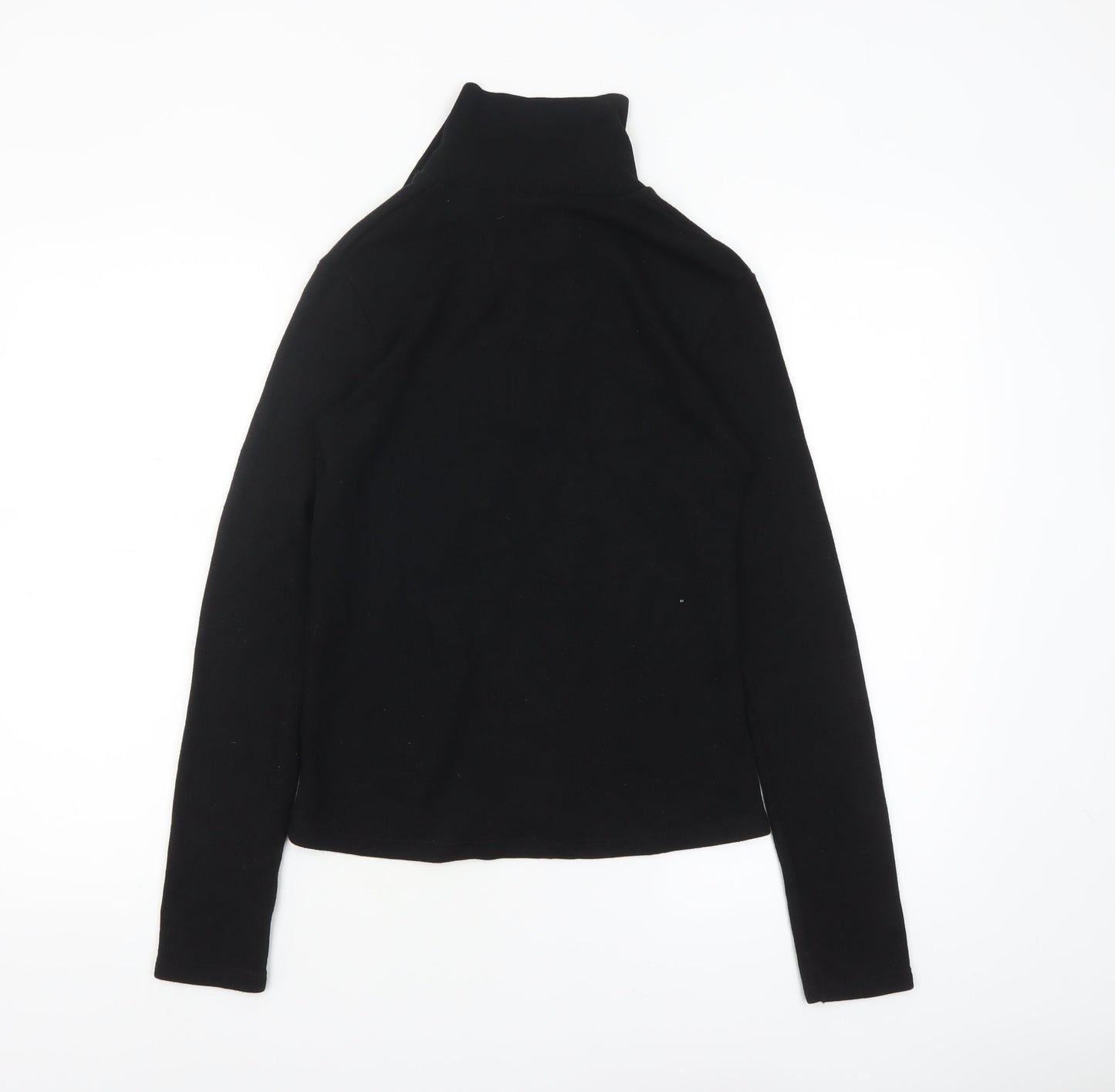 Zara Womens Black Collared Henley Knit Jumper Size S