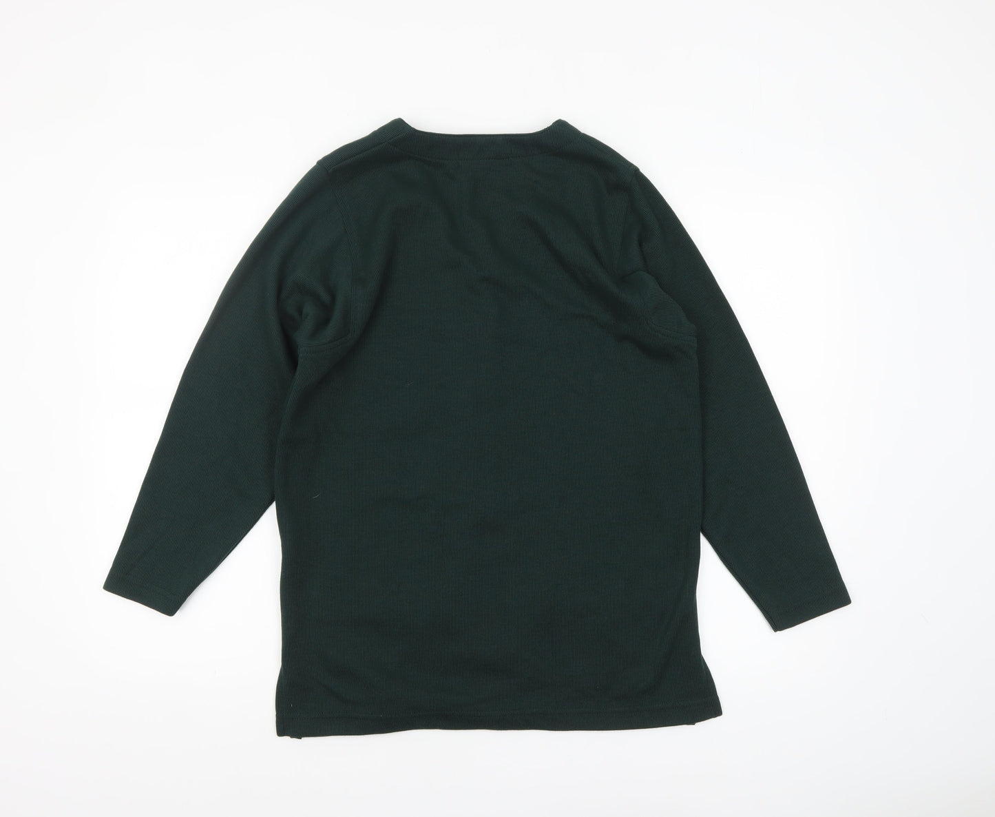 Jessica Reid Women's Green Knit Coatigan Size 8 Classic Mid-Length