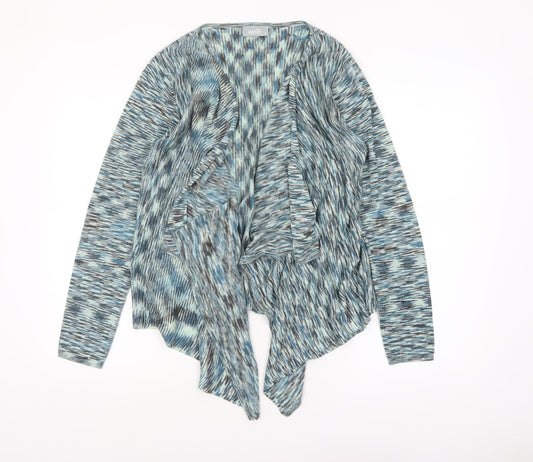 Wallis Women Blue Geometric Knit Open Front Cardigan M