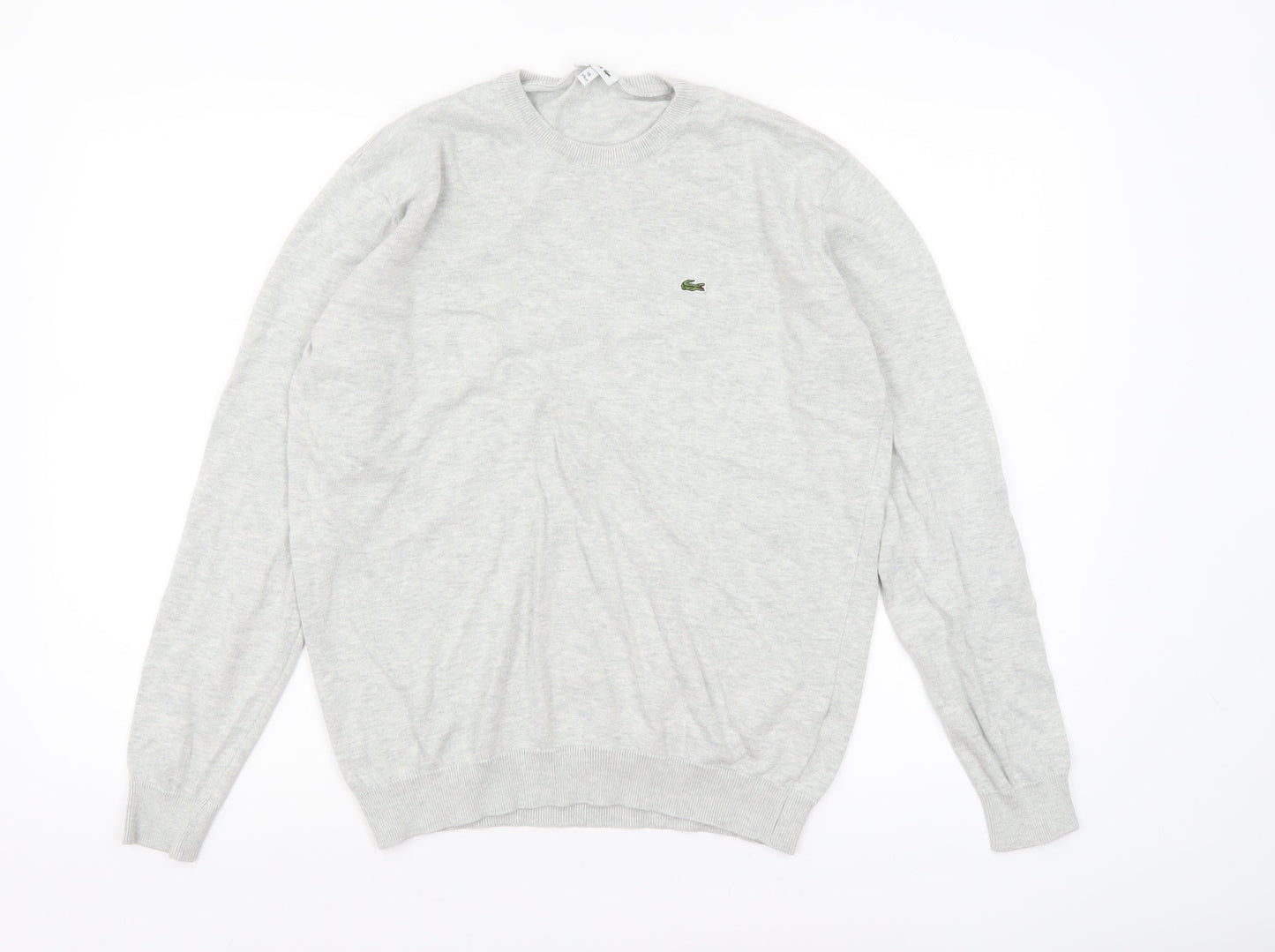 Lacoste Boys Grey Cotton Crew Neck Pullover Jumper Size 16 Years