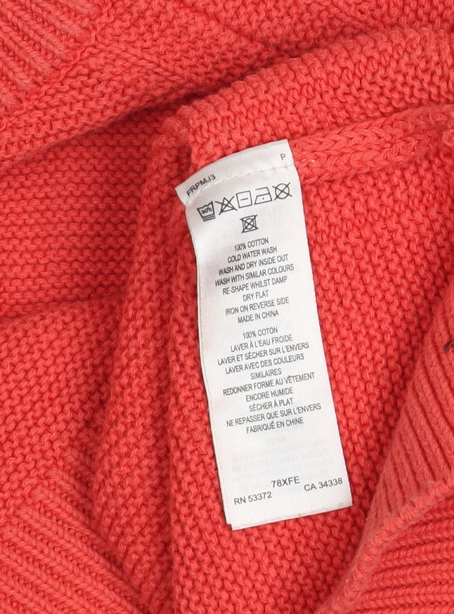 French Connection Women's Red Cotton Crew Neck Jumper Size 16 XL