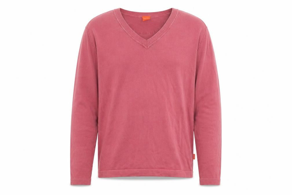 Hugo Boss Men's Pink Cotton V-Neck Jumper XL