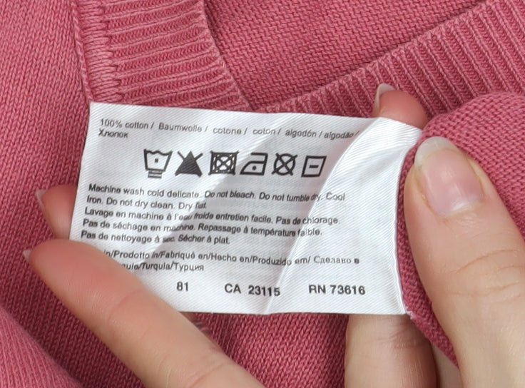 Hugo Boss Men's Pink Cotton V-Neck Jumper XL