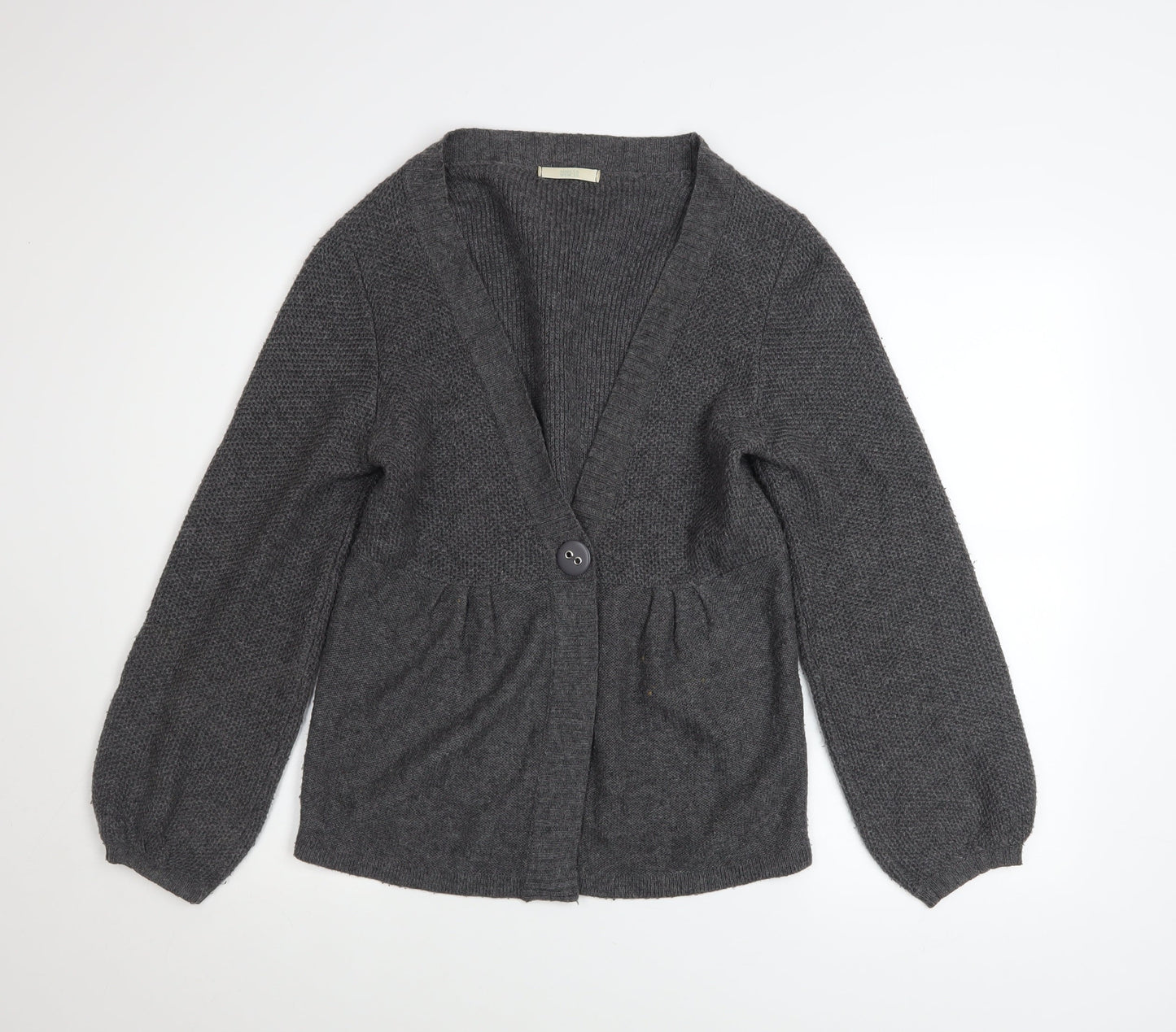 Marks and Spencer Women Grey Size 14 V-Neck Button Cardigan