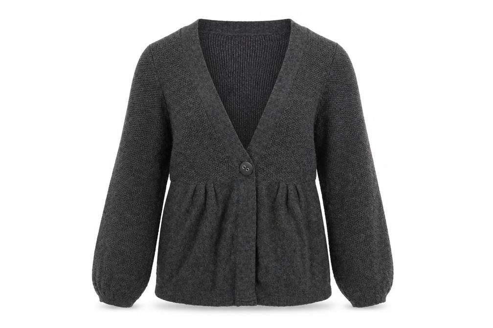 Marks & Spencer Women Grey Size 14 V-Neck Button Cardigan