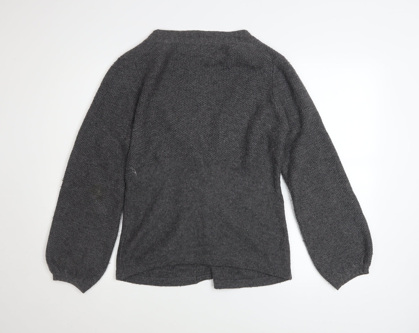Marks and Spencer Women Grey Size 14 V-Neck Button Cardigan