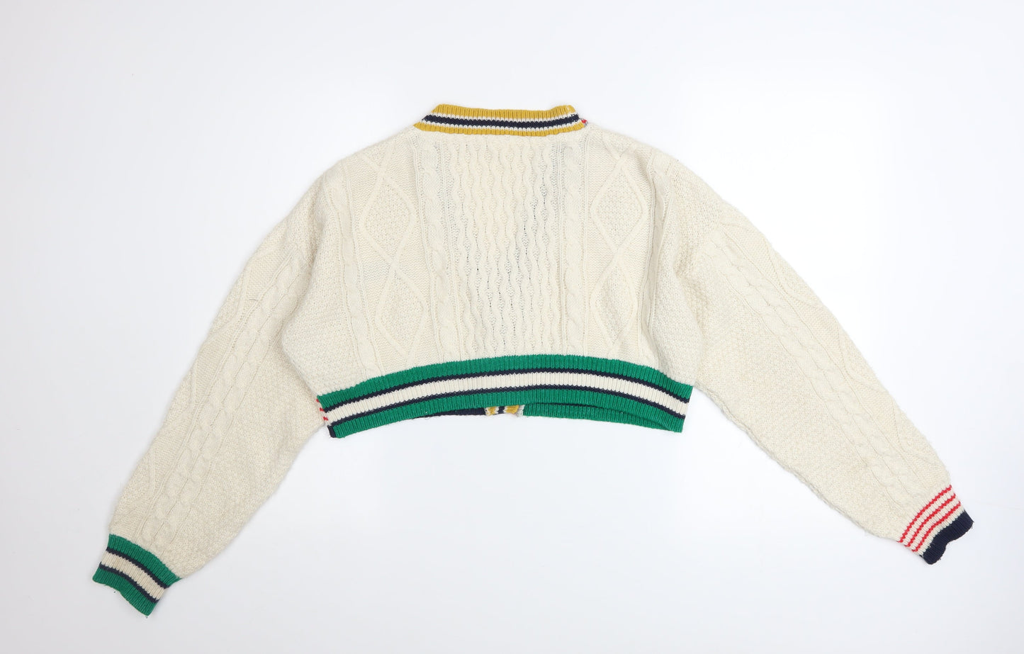 Urban Outfitters Women’s Ivory Cable-Knit Cropped Cardigan S