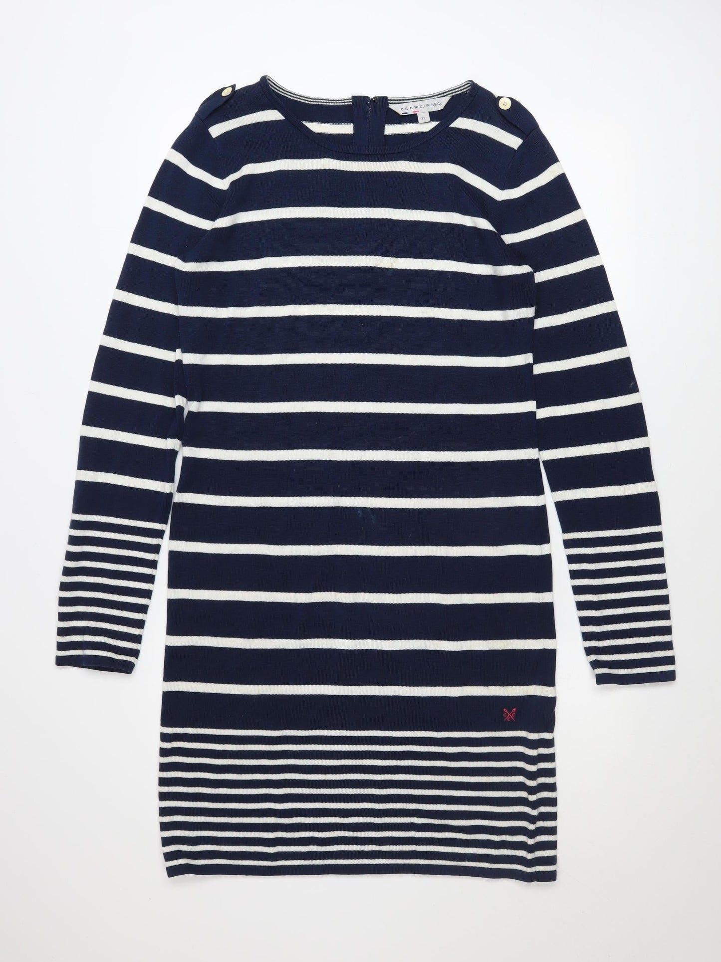 Crew Clothing Co. Women Blue Striped Shift Dress Size 12