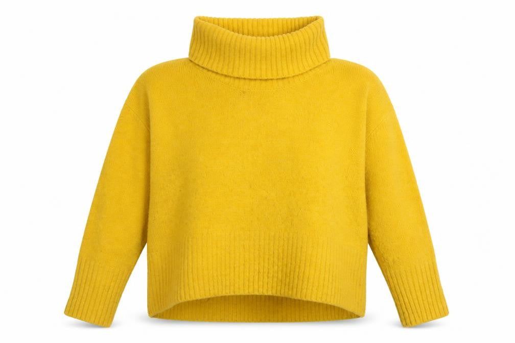 Rachel Zoe Women Yellow Roll Neck Wool Blend Jumper Size M