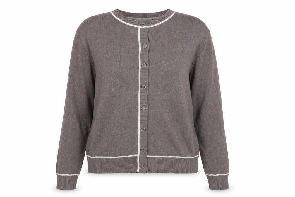 Marks & Spencer Women Brown Size 12 Crew Neck Button Cardigan