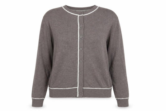 Marks & Spencer Women Brown Size 12 Crew Neck Button Cardigan