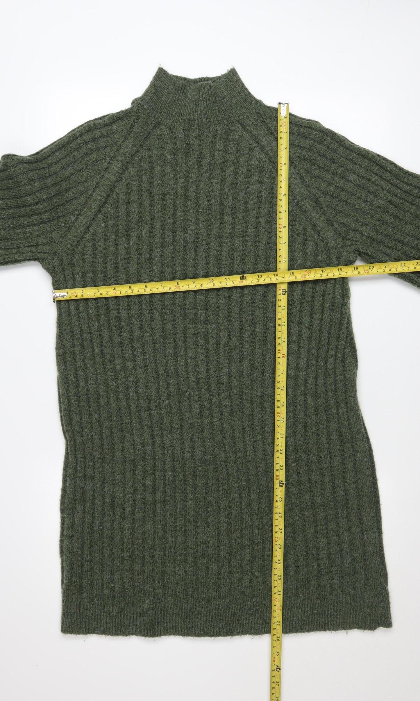 Topshop Women’s Green Knit Jumper Dress UK 12-14 Long Sleeve High Neck